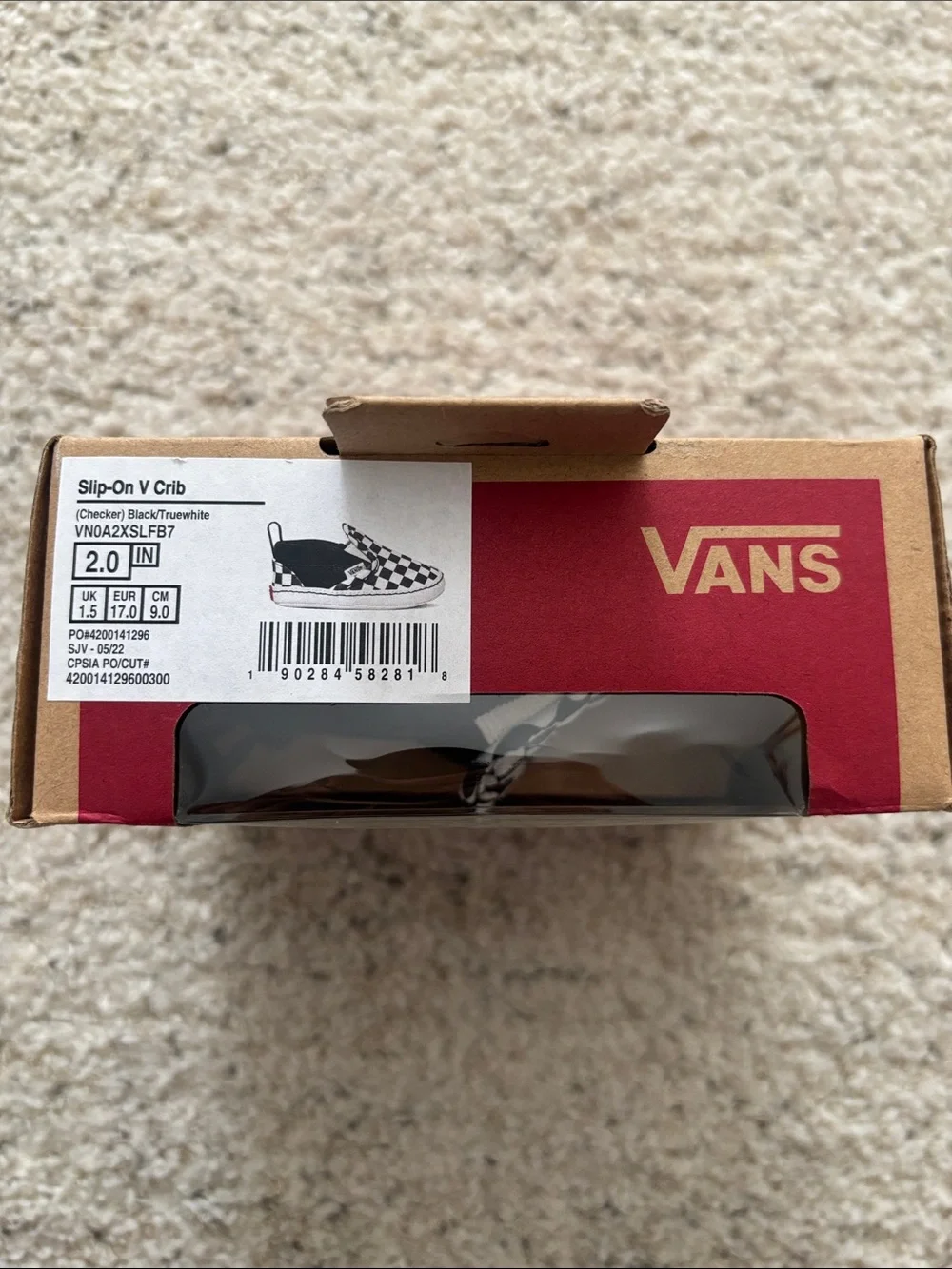 Vans Black & White Checkerboard Baby Slip-On V Crib Shoes